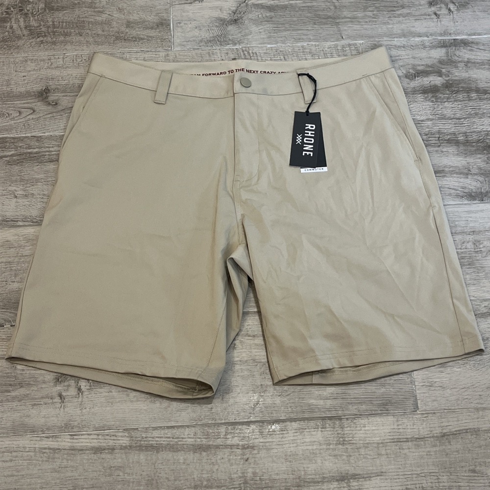 Rhone 9" Commuter Shorts Mens Sz 36 Khaki Tan Lightweight Performance NWT